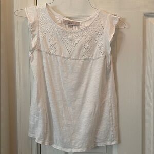 LOFT White Eyelet Cap Sleeve Blouse